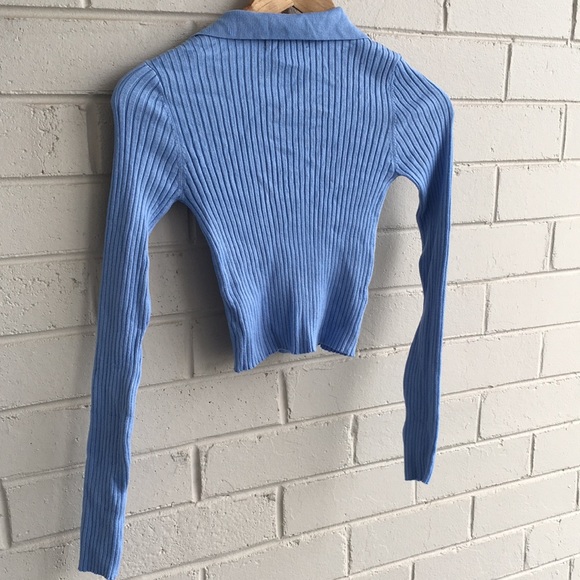 Glassons Pastel blurple ribbed long sleeve zip up - Picture 5 of 6